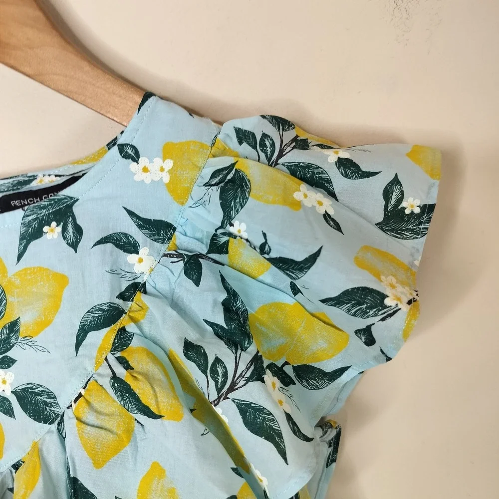 French Connection‎ Girls Dress Lemon Floral Cotton Ruffled